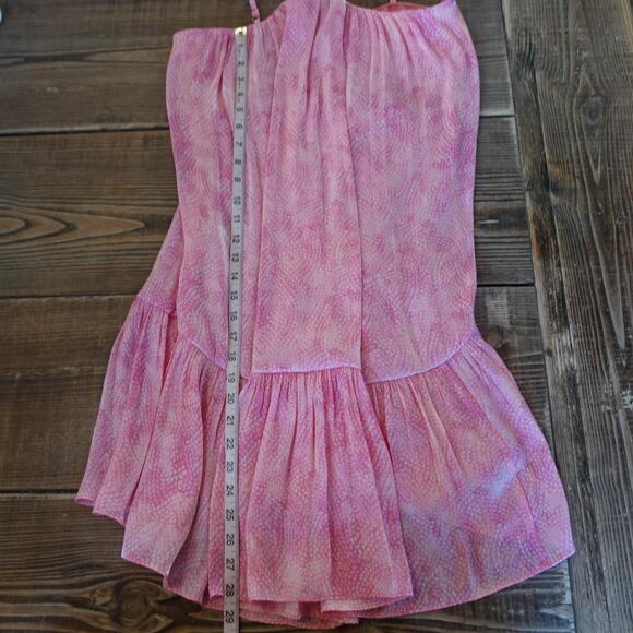 Michael Kors Dress Womens Small Pink Chain Strap Ruffle Hem Boho Fairy Valentine - Picture 8 of 9